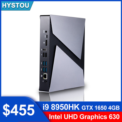 HYSTOU nouveau PC de jeu i9 9880H 8950HK GTX 1650 4GHD double graphique 2 * DDR4 slot BT4.0 bureau Windows10 mini pc WiFi ► Photo 1/6
