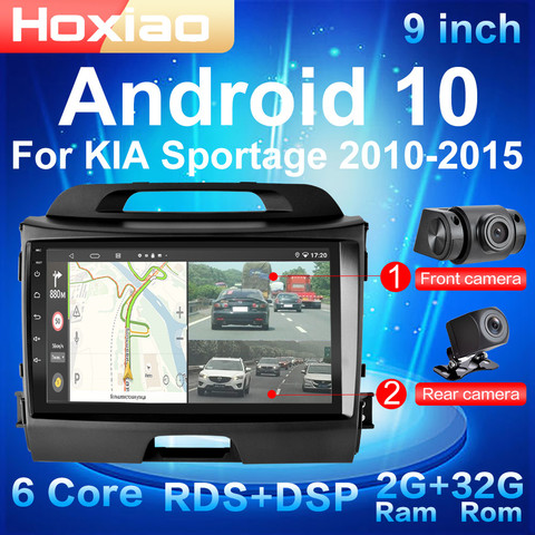 Autoradio multimédia 9 pouces, Android 10, 2 Din, RDS, double objectif, Quad Core, WIFI, GPS, Bluetooth, caméra DVR, pour KIA sportage 2010 – 2015 ► Photo 1/6