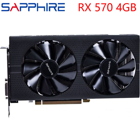 Carte vidéo saphir RX 570 4GB 256Bit GDDR5 cartes graphiques pour cartes VGA série AMD RX 500 RX570 DisplayPort HDMI DVI utilisé ► Photo 1/6