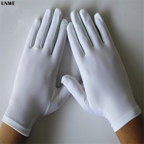 Gants d'été noirs blancs 2 pièces = 1 paire | Gants de cérémonie pour hommes/femmes en Spandex, gants à main lisses et extensibles, gants de danse ► Photo 1/3