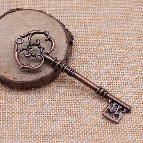 3 pièces 82x31mm 3 couleurs Antique argent plaqué Antique Bronze plaqué clé décorative pendentif grande clé pendentif grande clé breloque ► Photo 1/3