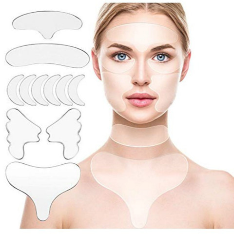 11 Pièces En Silicone Réutilisable Coussinets de Poitrine Silicone Coussin De Cou Front Plaquettes De Clivage De Masque Pour Les Yeux Joue Bâton Outils De Soins Du Visage ► Photo 1/6