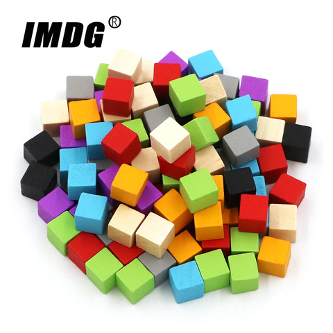 Blocs de Cubes en bois 100 pièces/ensemble, dés vierges, jetons de bricolage, nouveaux produits, coins carrés de 10mm, couleur, cube de jeu de société, éducation précoce ► Photo 1/6