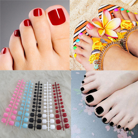 5 ensembles/lot housse complète bout d'ongle détachable court acrylique orteil ongles artificiel pied orteil faux ongles presse sur ongles bout d'orteil ► Photo 1/6