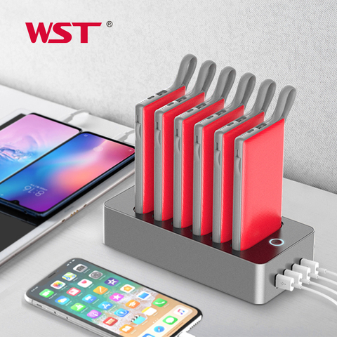 WST nouveauté Portable batterie externe chargeur Station multifonction 6 pièces 10000mAh batterie externe pour les entreprises et le Public ► Photo 1/6