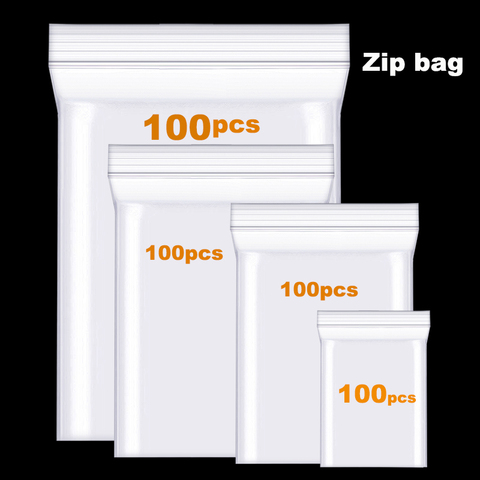 100 pièces clair épais résistant fermeture à glissière Ziplock sac de rangement paquet en plastique petit refermable Poly sacs épaissir 3.6MIL 0.08mm ► Photo 1/6