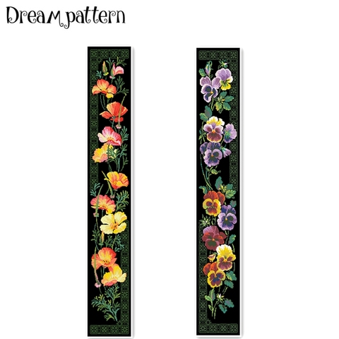 Pavot Pansy – point de croix, paquet de fleurs aida 18ct 14ct 11ct, kit de personnes en tissu noir, broderie à faire soi-même, couture faite à la main ► Photo 1/4