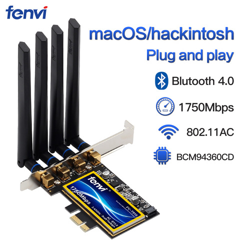 Fenvi-carte réseau T919 PCIe wi-fi 802.11ac, 1750 mb/s (BCM94360CD), adaptateur sans fil double bande pour ordinateur de bureau, avec Bluetooth 4.0, pour macOS Hackintosh ► Photo 1/6