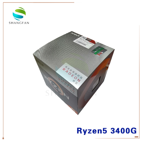 Nouveau AMD Ryzen 5 3400G R5 3400G 3.7 GHz Quad-Core huit fils 65W processeur d'unité centrale YD3400C5M4MFH Socket AM4 avec ventilateur de refroidissement plus frais ► Photo 1/6