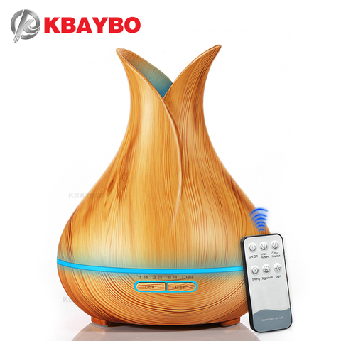 Humidificateur d'air ultrasonique de diffuseur d'huile essentielle d'arome de KBAYBO 400ml avec le Grain en bois 7 lumières de LED à couleur changeante pour la maison de bureau ► Photo 1/6