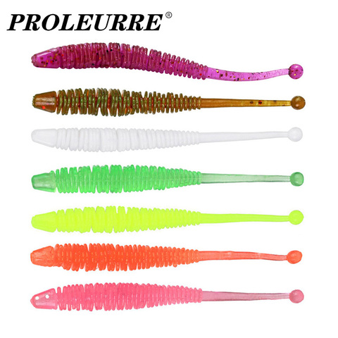 Proleurre 10 pcs/lot Souple Earthworm Pêche Leurre 60mm 0.6g Worms Souple Gabarit De Poisson Odeur Wobbler De Pêche Appâts Artificiels appâts ► Photo 1/6