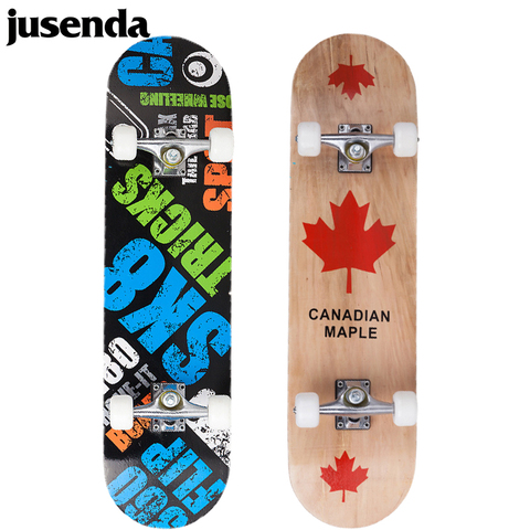 Jusenda – Double bascule de planche à roulettes 80cm pour adolescents, Skateboard pour garçons et filles, Mini Longboard complet, platine en érable avec roulements, roues ► Photo 1/6