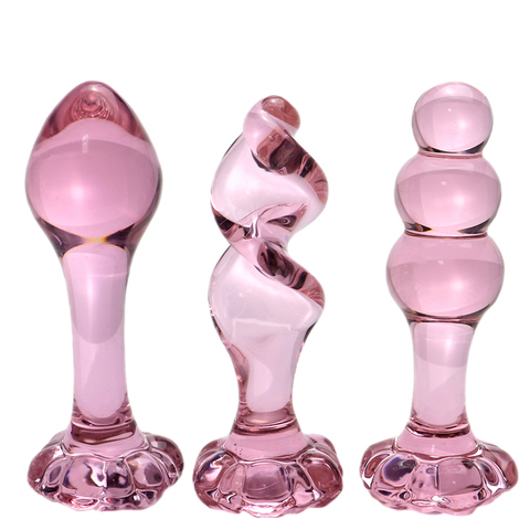 Plug Anal de Masturbation pour femmes et hommes, fleur en verre de cristal, produits pour adultes, masseur de Prostate rose, jouets sexuels anaux ► Photo 1/5