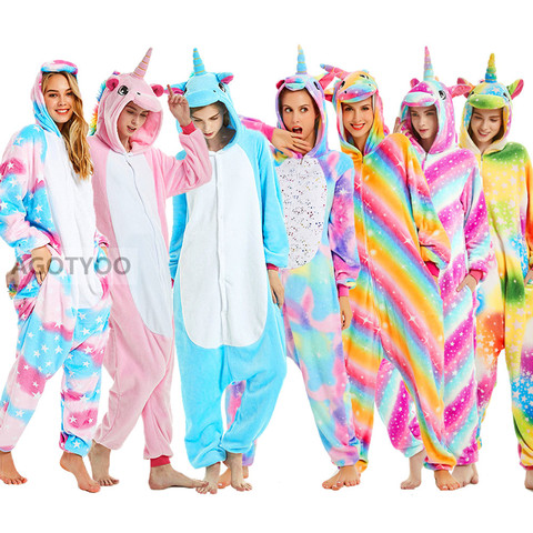 Licorne Onesies unisexe hiver mignon Panda Totoro squelette Onesies femmes vêtements de nuit Anime Costumes adultes vêtements de nuit en flanelle pyjamas ► Photo 1/6