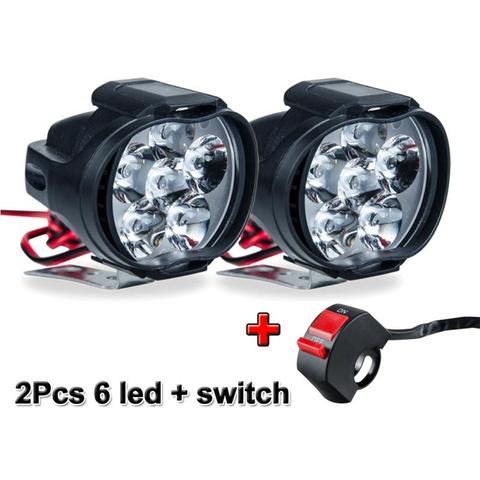 2/1 pièces Led motos phare blanc Super lumineux 6LED travail Spot lumière moto antibrouillard 1500LM LED Scooters projecteur ► Photo 1/6