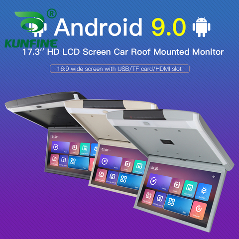 Moniteur de toit de voiture Android 17.3, écran numérique LCD à écran rabattable, multimédia, vidéo pour montage au plafond, 9.0 pouces ► Photo 1/6
