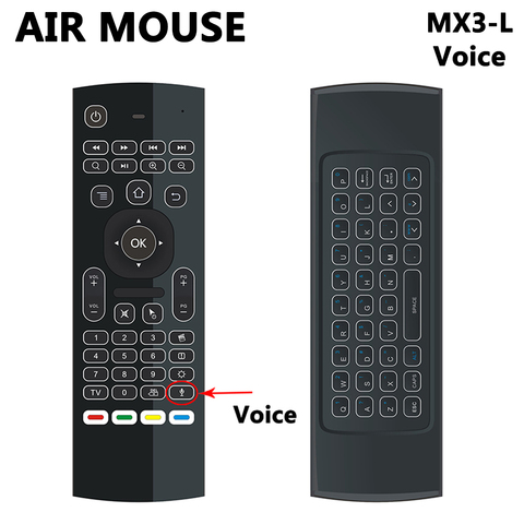 Mx3 rétro-éclairé air souris Gyroscope voix intelligente télécommande 2.4G RF clavier sans fil pour xiaomi mi box 3 htv box 5 Samsung LG TV ► Photo 1/6