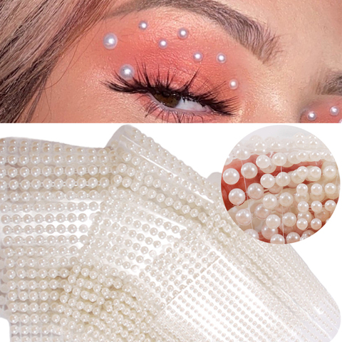 Tatouage temporaire 3D à perles blanches, yeux et visage, gemmes, points de beauté, accessoires d'art corporel, décorations de Festival, strass pour ongles ► Photo 1/6