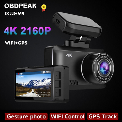 OBDPEAK M63s Dash Cam double lentille Ultra HD réel 4K voiture DVR caméra WIFI GPS vue arrière Vision nocturne WDR enregistreur vidéo 24H de stationnement ► Photo 1/6