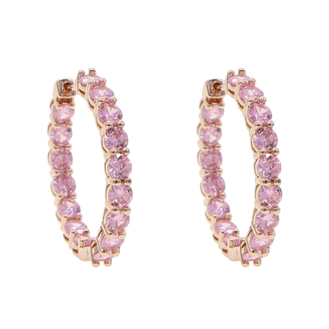 Boucles d'oreilles cerceaux en cz pour filles, bijoux classiques à la mode, couleur or rose ► Photo 1/6