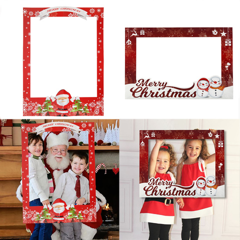 Famille noël cadre Photo accessoire joyeux noël Selfie Photo stand Photo Shoot accessoires cadre noël Photobooth nouvel an cadeau ► Photo 1/6