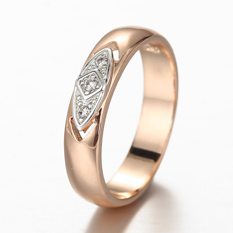 Bague en Zircon cubique losange 4mm pour femmes et filles, bijoux de fiançailles de mariage en or blanc Rose GR69, 585 ► Photo 1/6