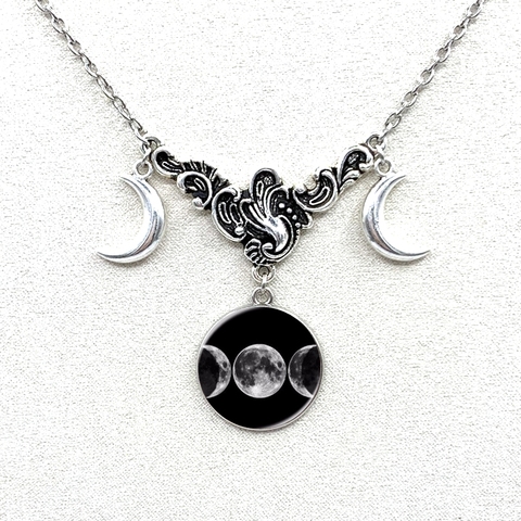 Pendentif déesse lune Triple, collier lune, rond, en cristal, pour hommes et femmes, bijoux faits à la main, cadeau, 2022 ► Photo 1/2