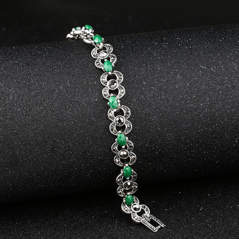 Offre spéciale vert Vintage résine Tibet couleur argent Bracelets pour femme cadeau mode bijoux ethniques ► Photo 1/4