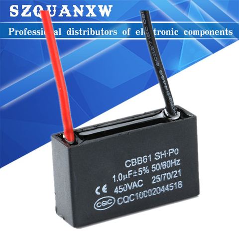 Capacitors 1UF 1.2UF 1.5UF 2UF 3UF 4UF 5UF 8UF 10UF 12UF 20UF 450V AC CBB61 Metallized Capacitor For Motor Start-up Ceiling Fan ► Photo 1/3