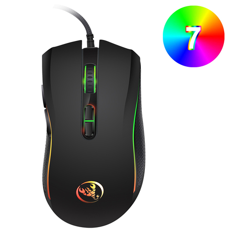 HXSJ A869 3200DPI 7 boutons 7 couleurs LED optique USB filaire souris Gamer souris ordinateur mause souris de jeu pour Gamer Pro ► Photo 1/6