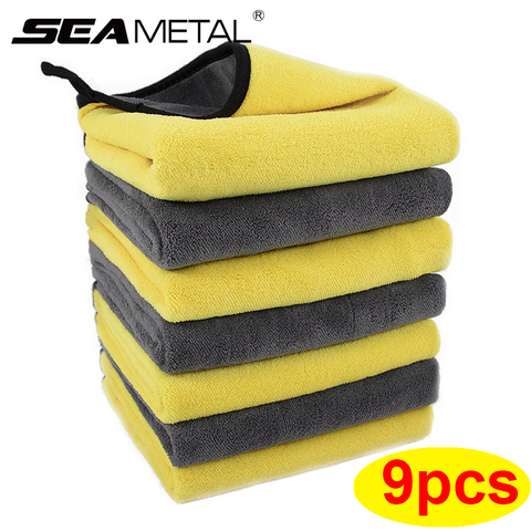 Serviette de nettoyage en microfibre 3/6/9 pièces serviettes de lavage en microfibre pour voiture ► Photo 1/6