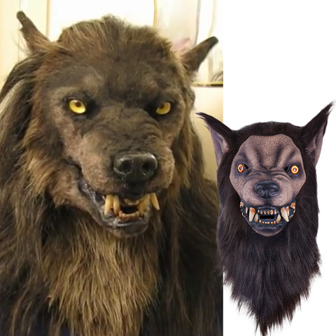 Animal loup Latex masque loup-garou éclairer réaliste et féroce carnaval couvre-chef Costume Halloween Cosplay accessoires de fête ► Photo 1/6