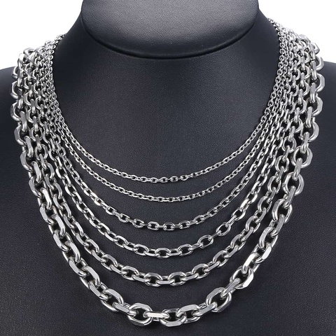 Davieslee – collier en acier inoxydable pour hommes et femmes, chaîne à maillons Rolo, vente en gros, bijoux 2.5/3/4/6/10mm DLKNM78 ► Photo 1/6