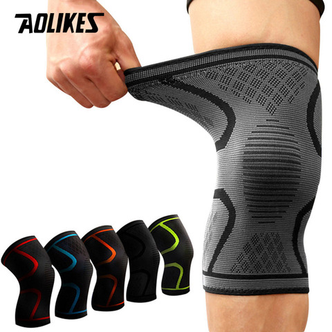 AOLIKES-bretelles élastiques pour le genou, 1 pièce, en Nylon, avec Compression, pour Fitness, course à pied, cyclisme, basket-ball ► Photo 1/6