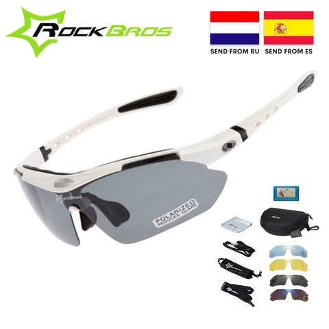 Chaud! RockBros – lunettes de soleil polarisées, cyclisme, Sport en plein air, route, vtt, TR90, 5 lentilles ► Photo 1/6