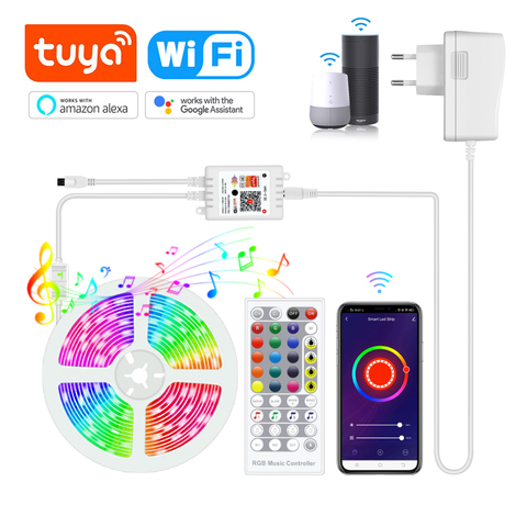 Bande lumineuse LED wi-fi, RGB, contrôle vocal, wi-fi, Tuya Smart Life, bande lumineuse, compatible avec Alexa et Google Home Assistant ► Photo 1/6