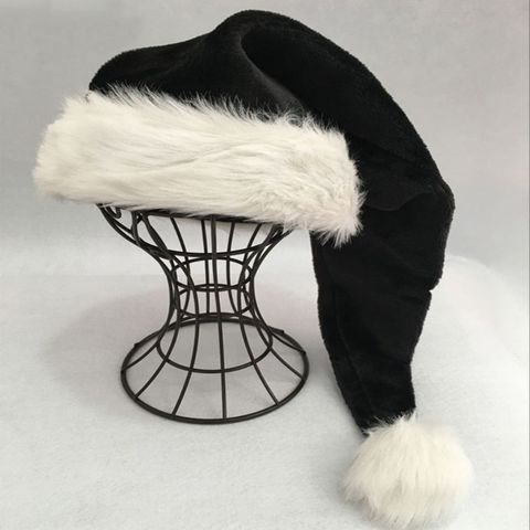 75cm adulte noir en peluche longue chapeau de noël Costume de noël pompon bonnet de père noël ► Photo 1/6