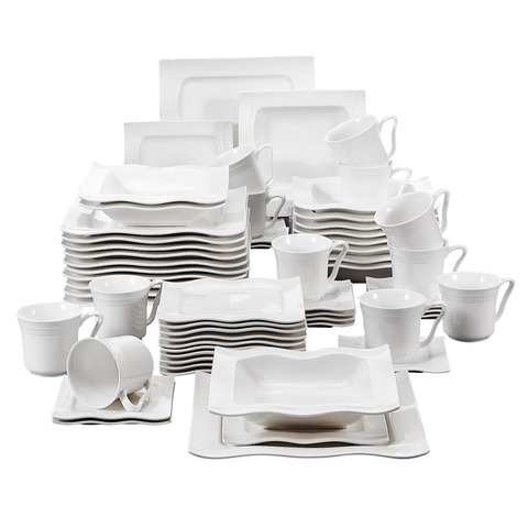 MALACASA Mario 60 pièces porcelaine dîner ensemble de vaisselle avec 12 * tasses, soucoupes, dîner soupe Dessert assiettes Service pour 12 personnes ► Photo 1/6