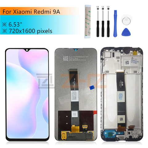 Pour Xiaomi Redmi 9A/ 9C lcd affichage numériseur assemblée avec cadre pour Redmi 9c affichage remplacement pièces de réparation 6.53