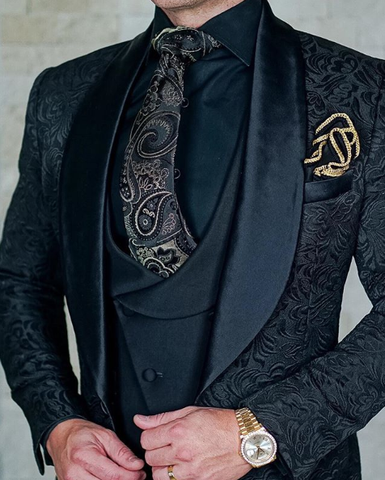 Costume de mariage pour hommes, veste de Smoking, 3 pièces, Design italien, sur mesure, noir, pour marié Terno, 2022 ► Photo 1/6