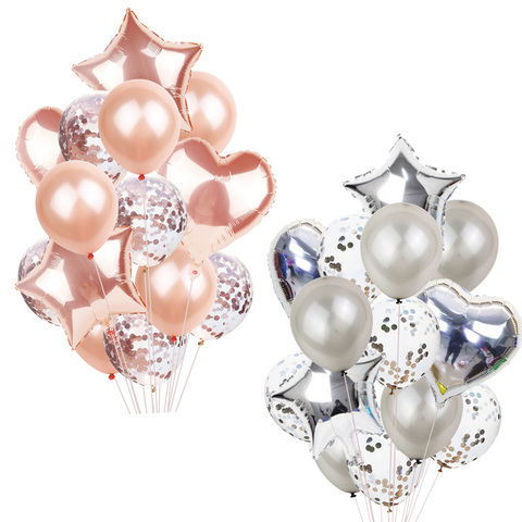 14 pièces Multi confettis ballon joyeux anniversaire fête Ballons Rose or hélium Ballons garçon fille bébé douche fête fournitures ► Photo 1/6