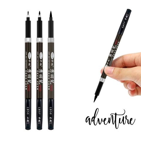 3 pièces calligraphie stylo ensemble Fine Liner pointe moyenne pinceau stylos pour Signature dessin main lettrage école Album Art fournitures A6867 ► Photo 1/6