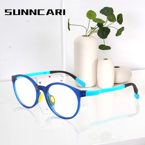 Lunettes anti-lumière bleue | Pour enfants filles et garçons, lunettes Patchwork bleues optiques, monture en Silicone Flexible pour bébés ► Photo 1/6