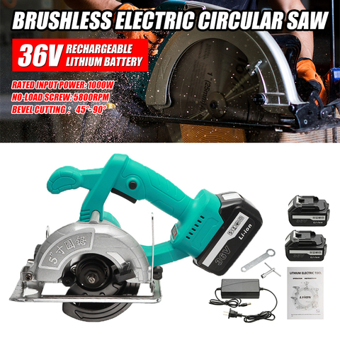 Scie circulaire électrique sans balais 36V 5 pouces 1000W, Machine de découpe multifonction pour batterie LI-ION, outils électriques rechargeables ► Photo 1/6