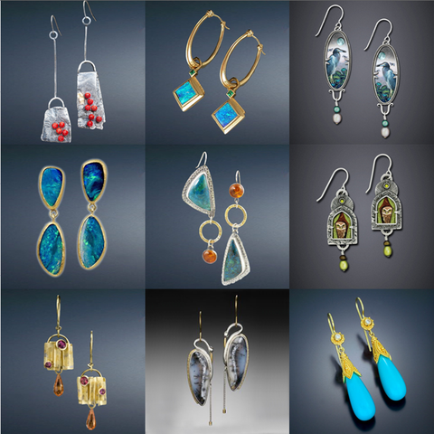 Boucles d'oreilles pendantes de la tribal indienne pour femmes, accessoires, bijoux en métal, résine ethnique, longs pendants, nouvelle mode 2022 ► Photo 1/6