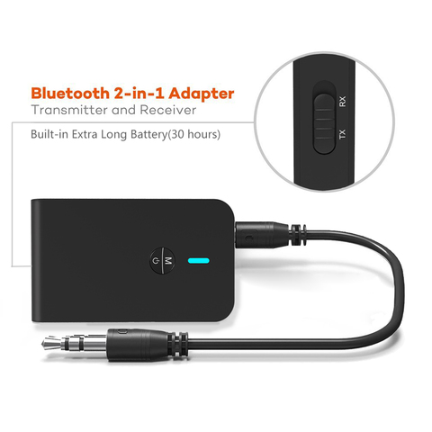 3 en 1 sans fil Bluetooth 5.0 émetteur récepteur Rechargeable pour TV ordinateur haut-parleurs de voiture 3.5mm AUX Hi-Fi musique Audio ► Photo 1/6