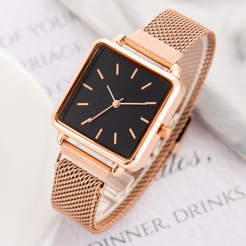 Mode Rose or montres pour femmes élégantes dames Quartz montre en acier inoxydable Bracelet magnétique boucle Bracelet Reloj Dama ► Photo 1/6