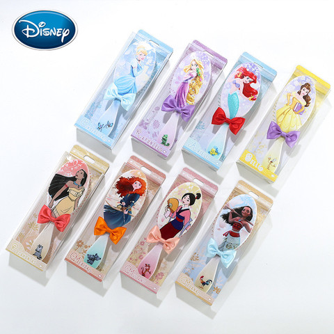 Disney 1 pièces princesse peigne nouveau dessin animé motif arc peigne à cheveux fille airbag peigne 16 style cadeau cheveux accessoires peigne ► Photo 1/6