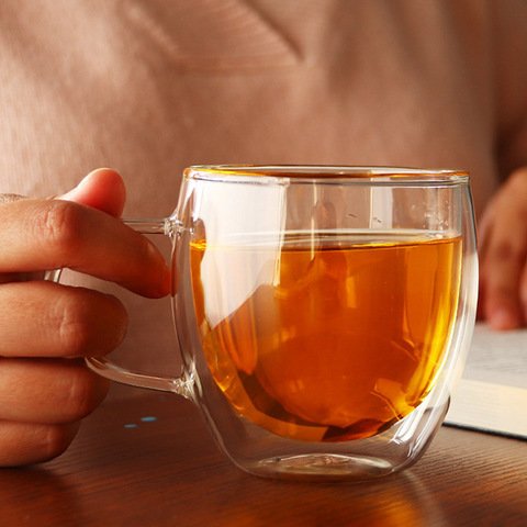 Nouveau 1 pièces 100-400mL Double couche résistant à la chaleur tasse en verre Transparent bureau café thé whisky vin tasse avec poignée Drinkware ► Photo 1/6