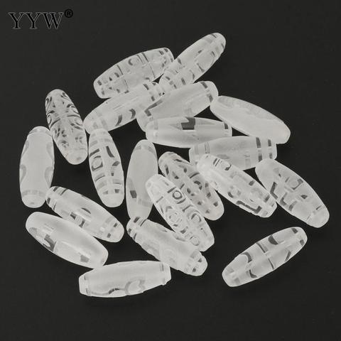 1 pièces de haute qualité naturel tibétain Dzi perles blanc cristal quartz givré bijoux à bricoler soi-même faisant matériau pierre perle 12x30mm 12x38mm ► Photo 1/6